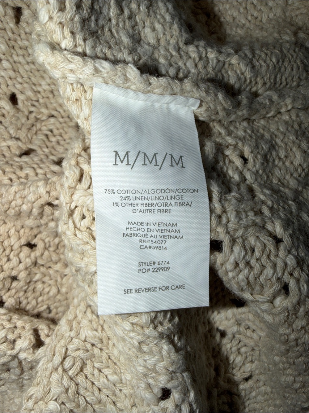 CAbi Cream Open-Knit V-Neck Sweater - Picture 4 of 4